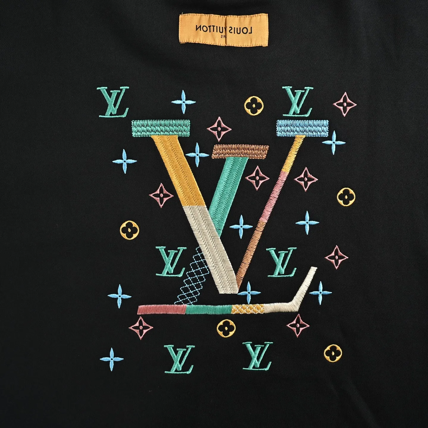 Louis Vuitton/Louis Vuitton colorful presbyopic letter logo embroidered round neck sweatshirt